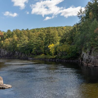 Saint Croix River National Scenic Riverway autumn views from Interstate State Park near Taylors Falls Minnesota